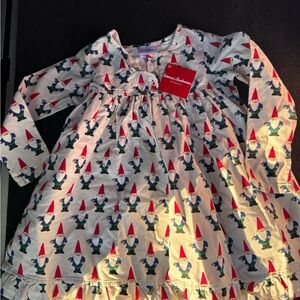 Hanna Andersson Gnome Print Long Sleeve Dress | Size 90 / 3T | NWT Holiday